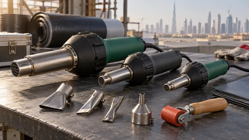Professional hot air guns compared on a workshop bench in Dubai